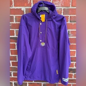 Vintage 1990’s The Game LSU Tigers 1/4 Snap Purple Hooded Windbreaker Jacket T4